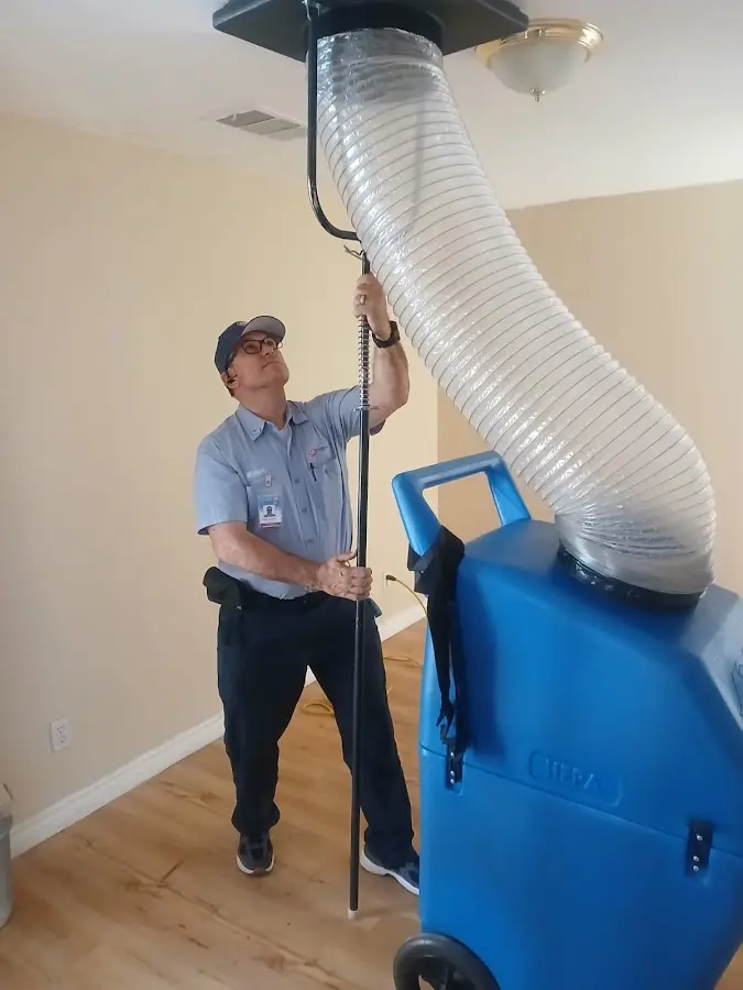 HVAC Installation technician using HEPA equipment in Edna